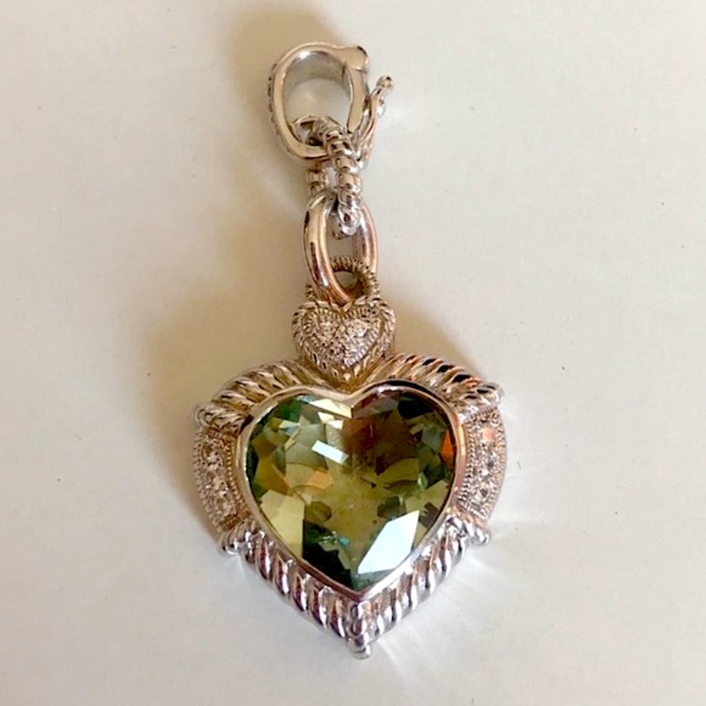 Vintage Judith Ripka Heart Pendant and Chain - Picture 2 of 16